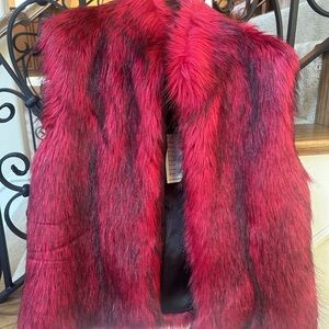 Stevie Mac Red Faux Fur Vest NEW WITH TAGS Size M